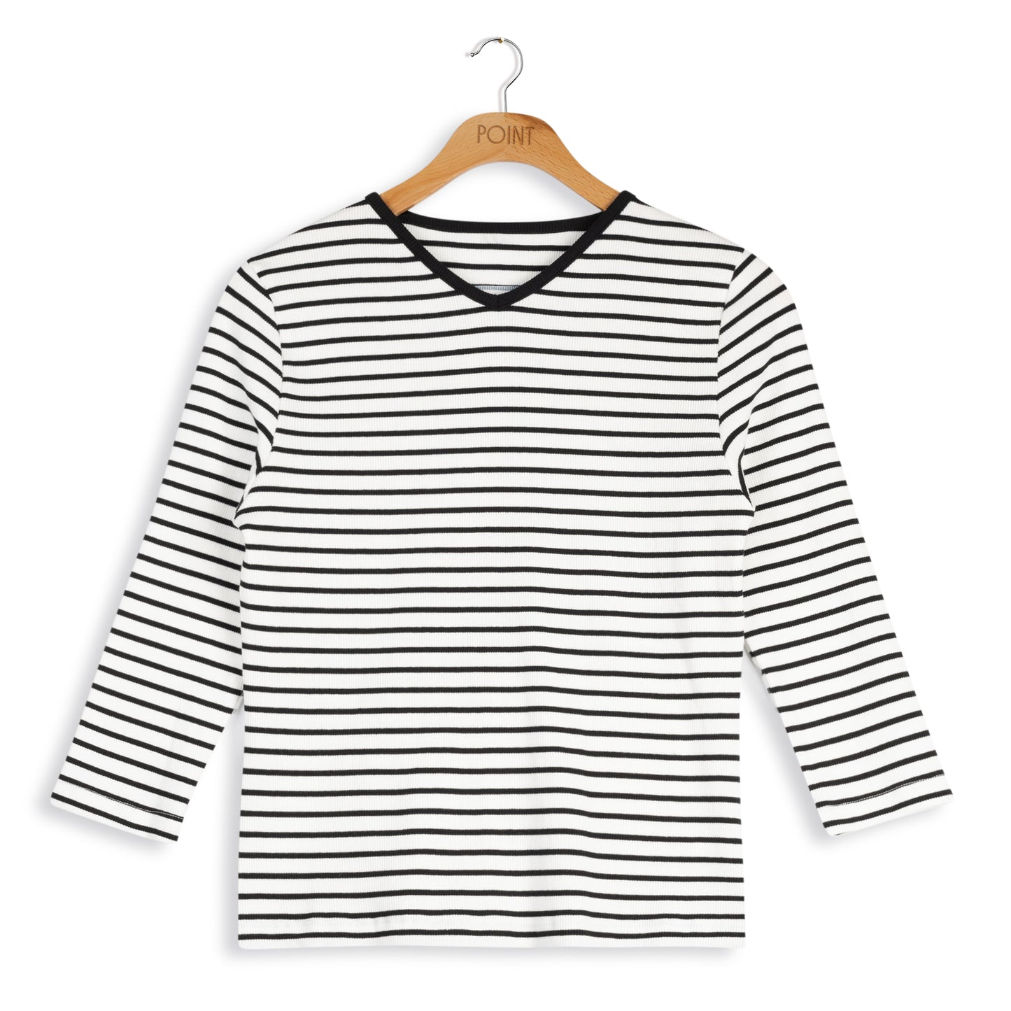 point v-neck striped tee