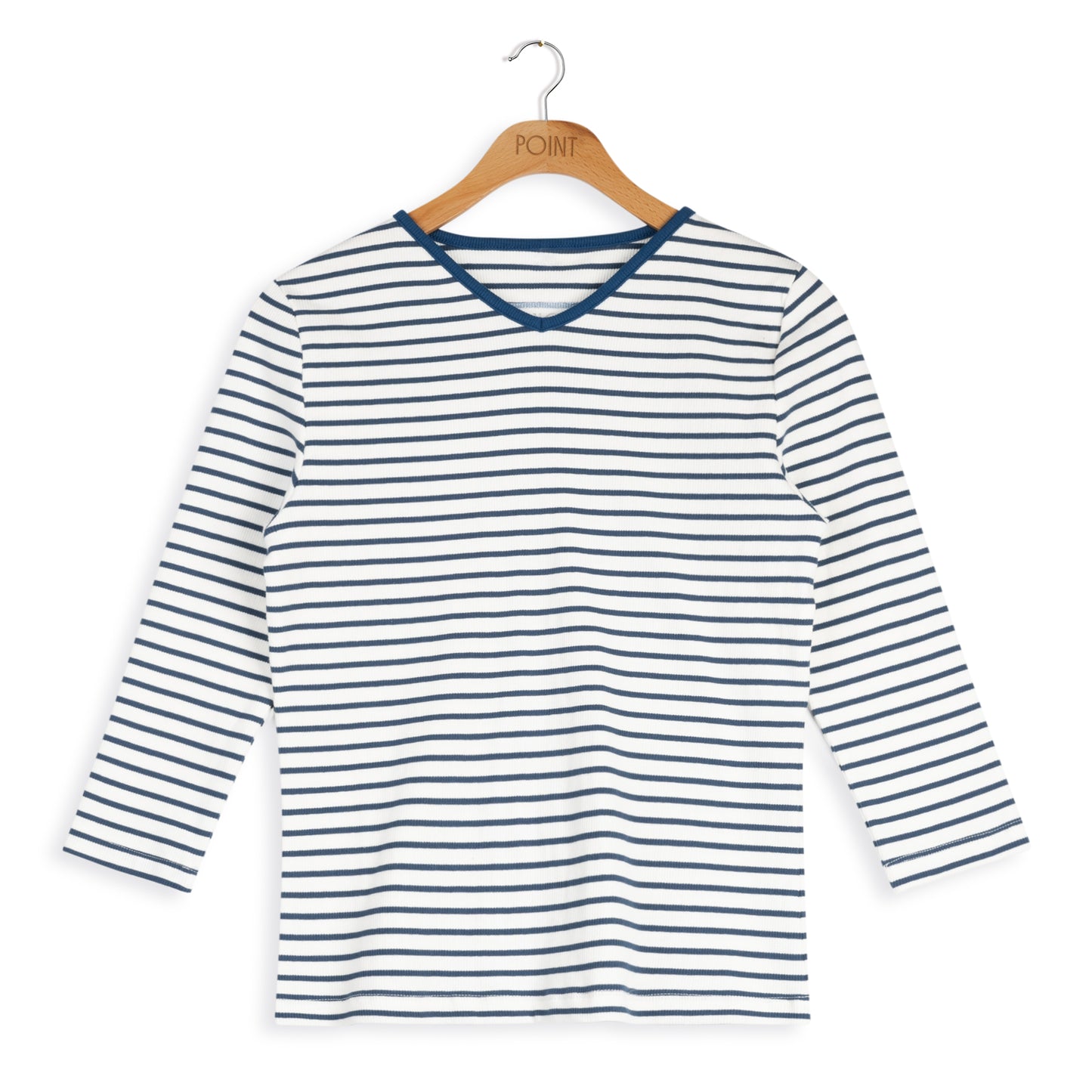 point v-neck striped tee