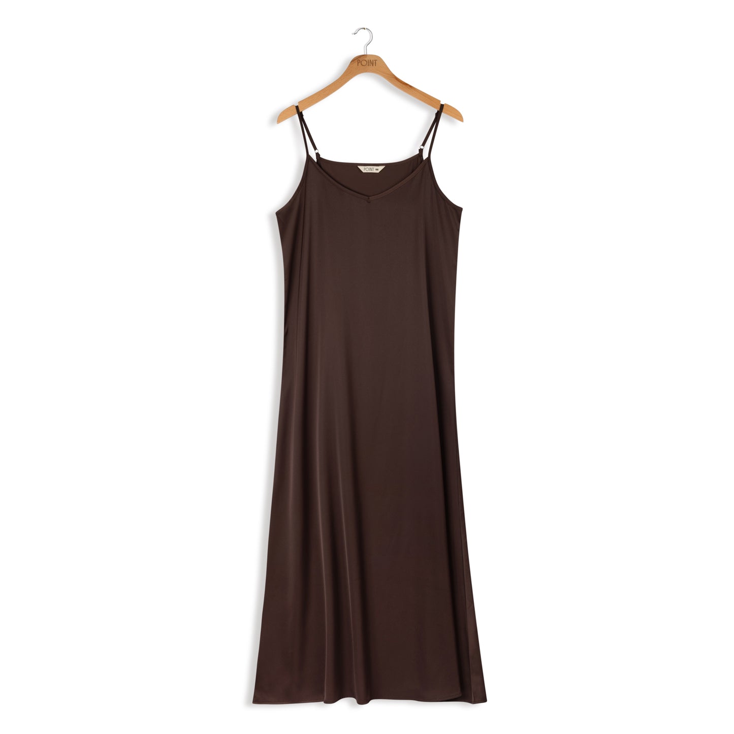 point satin slip dress