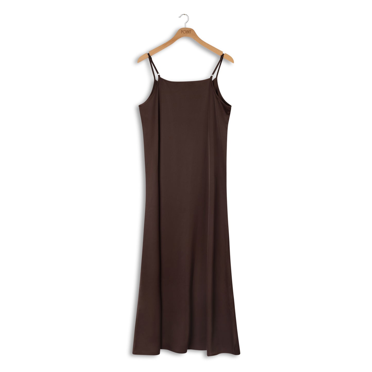 point satin slip dress