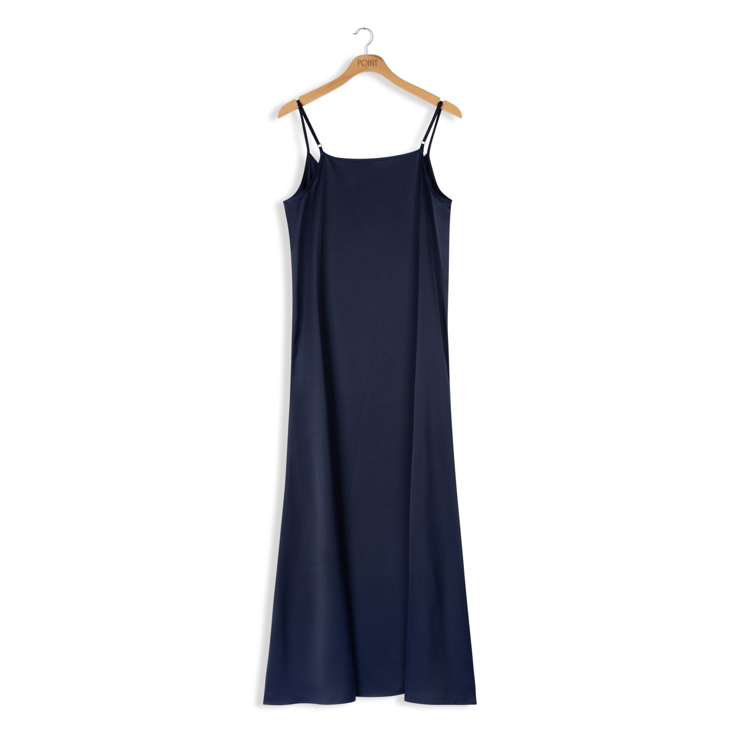 point satin slip dress