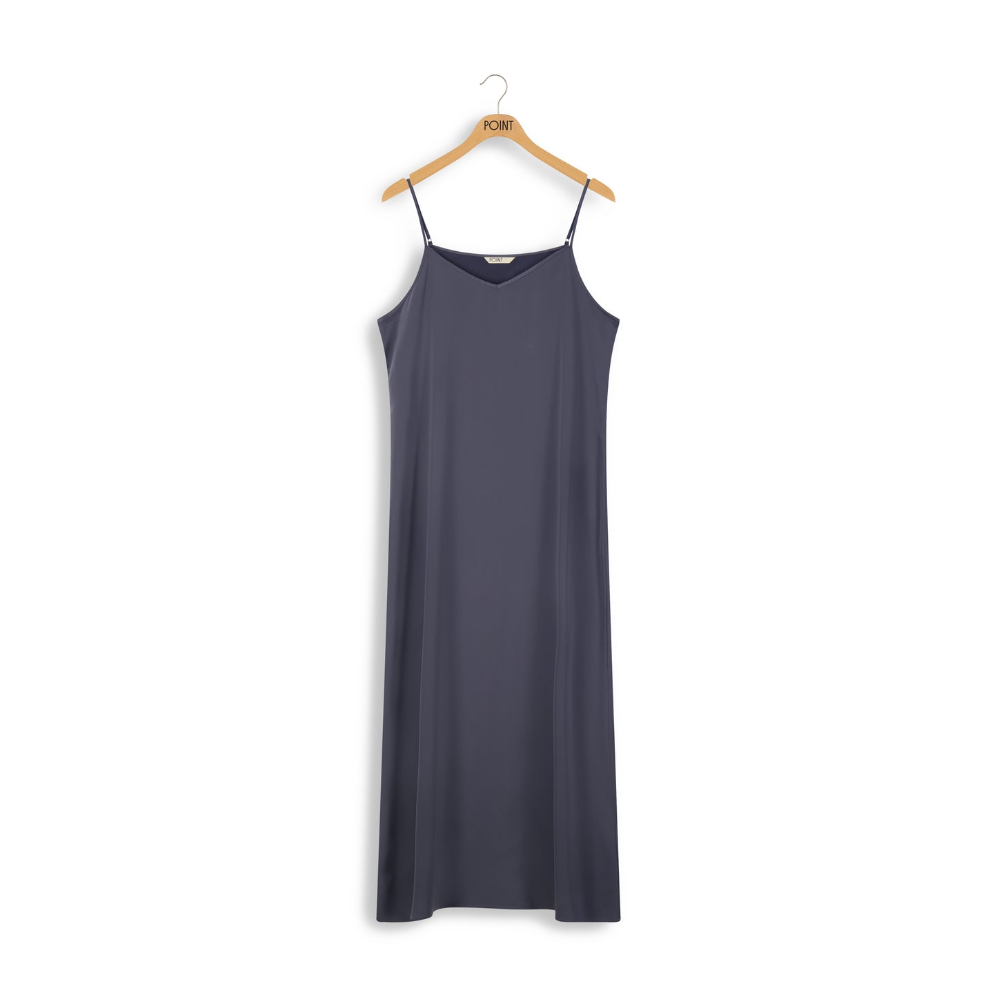 point aline satin slip dress