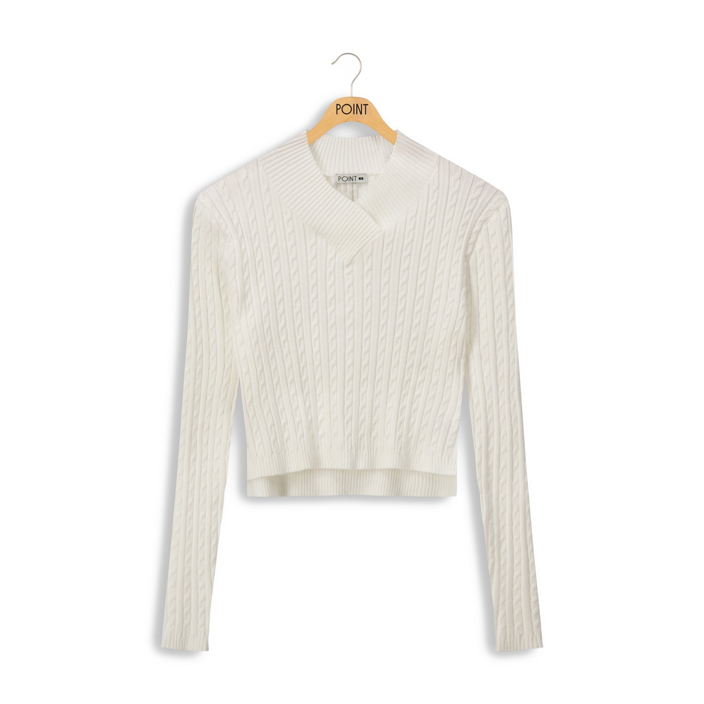 point vneck cable sweater