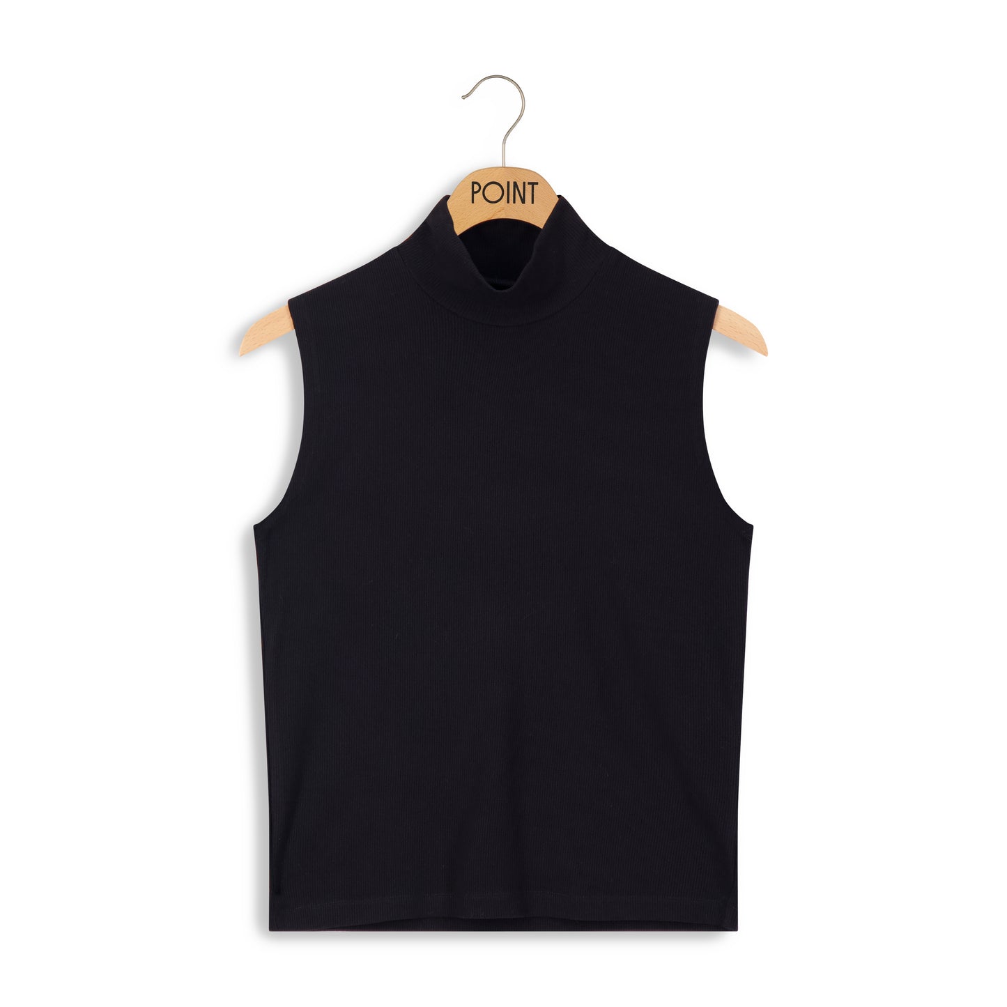 point rib sleeveless mock neck