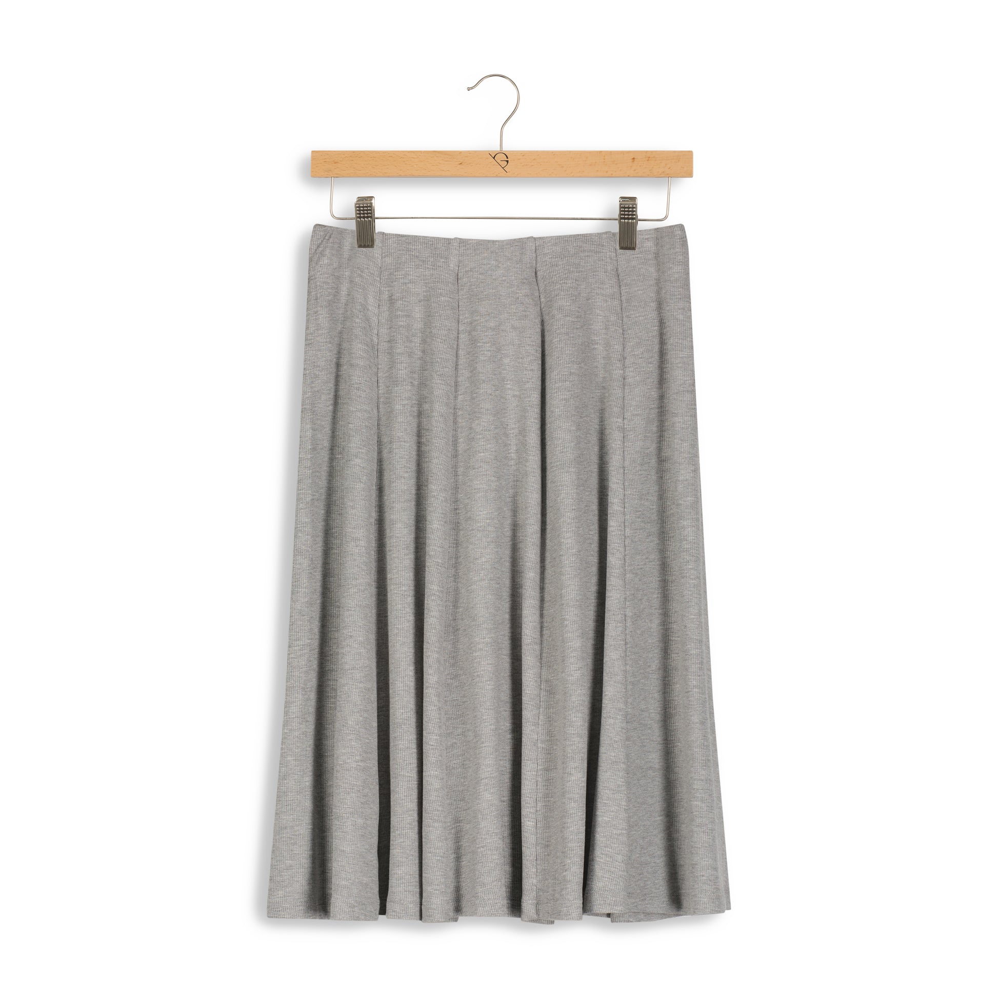 point ribbed knee length panel skirt