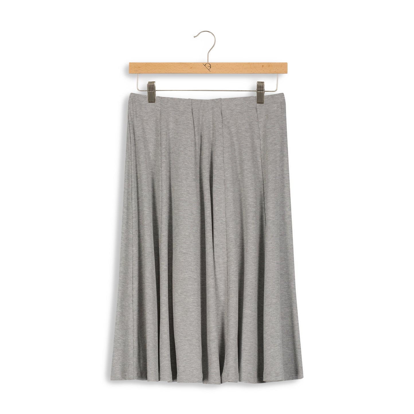 point ribbed knee length panel skirt