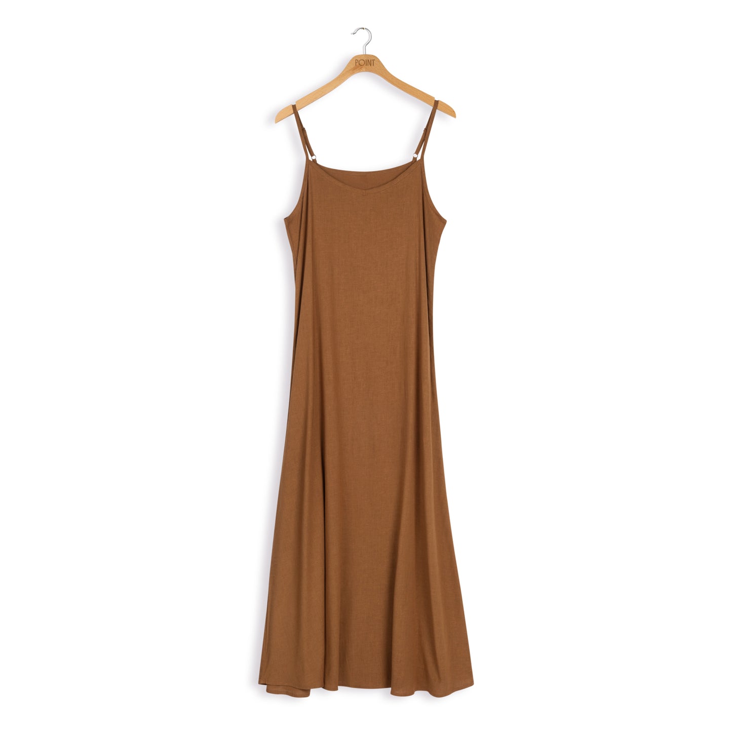 point linen slip dress