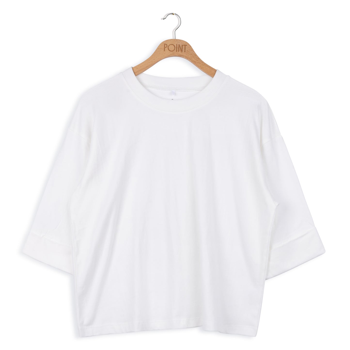 point roll cuff crop tee