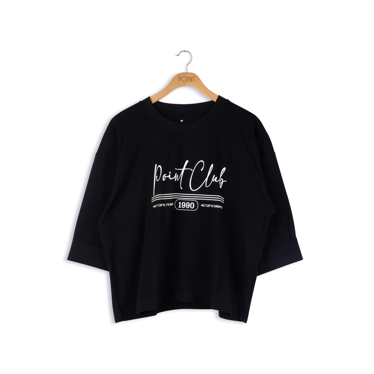 point roll cuff crop tee